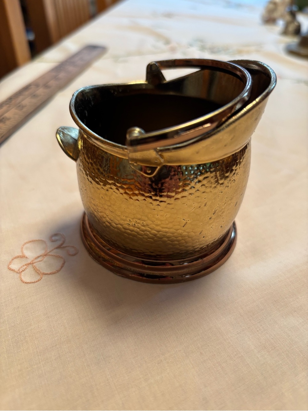 Vintage Brass & Bronze Mini Coal Ash SCUTTLE BUCKET - England